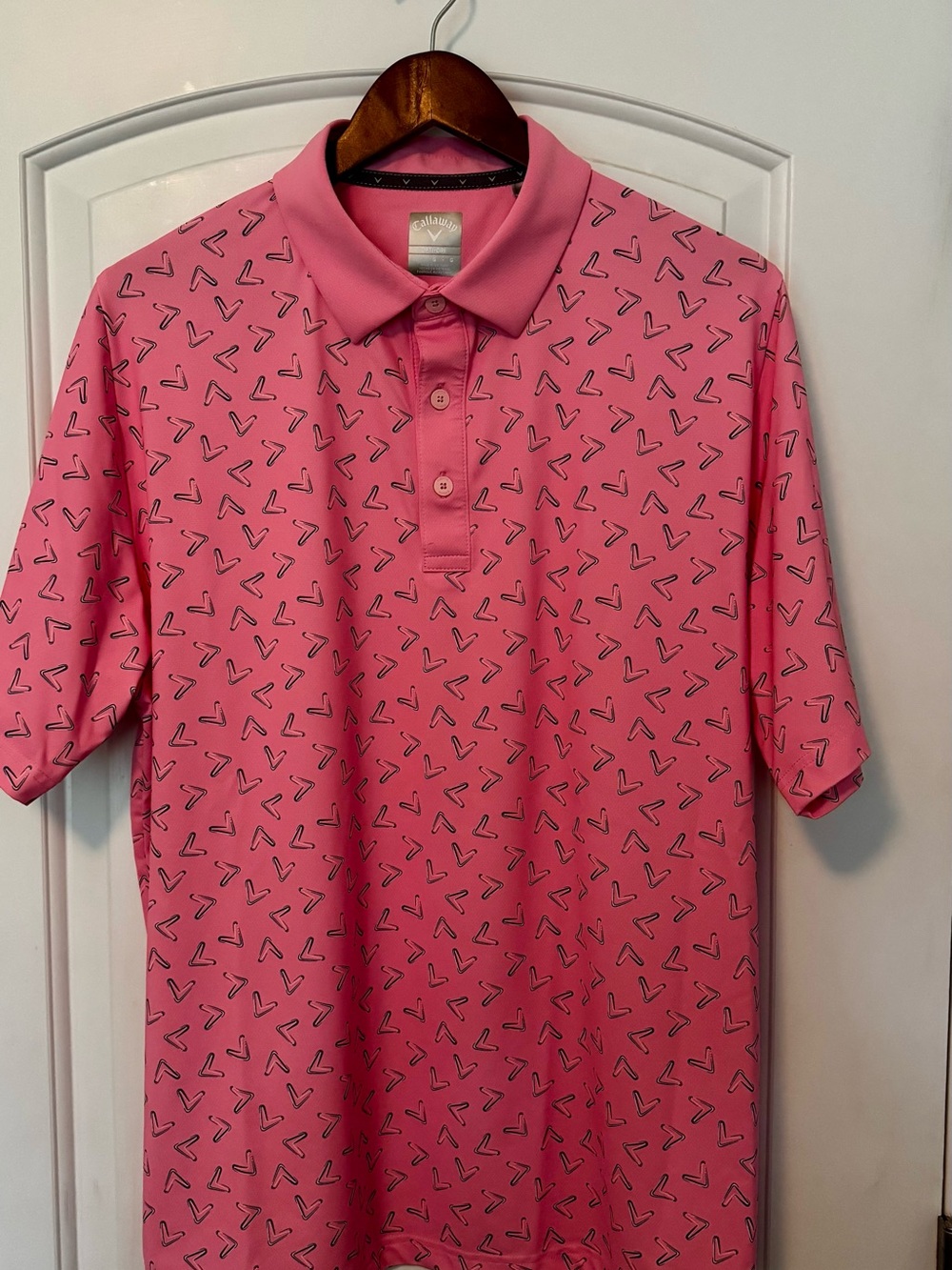 Callaway Pink Short-Sleeve Printed Polo - Large